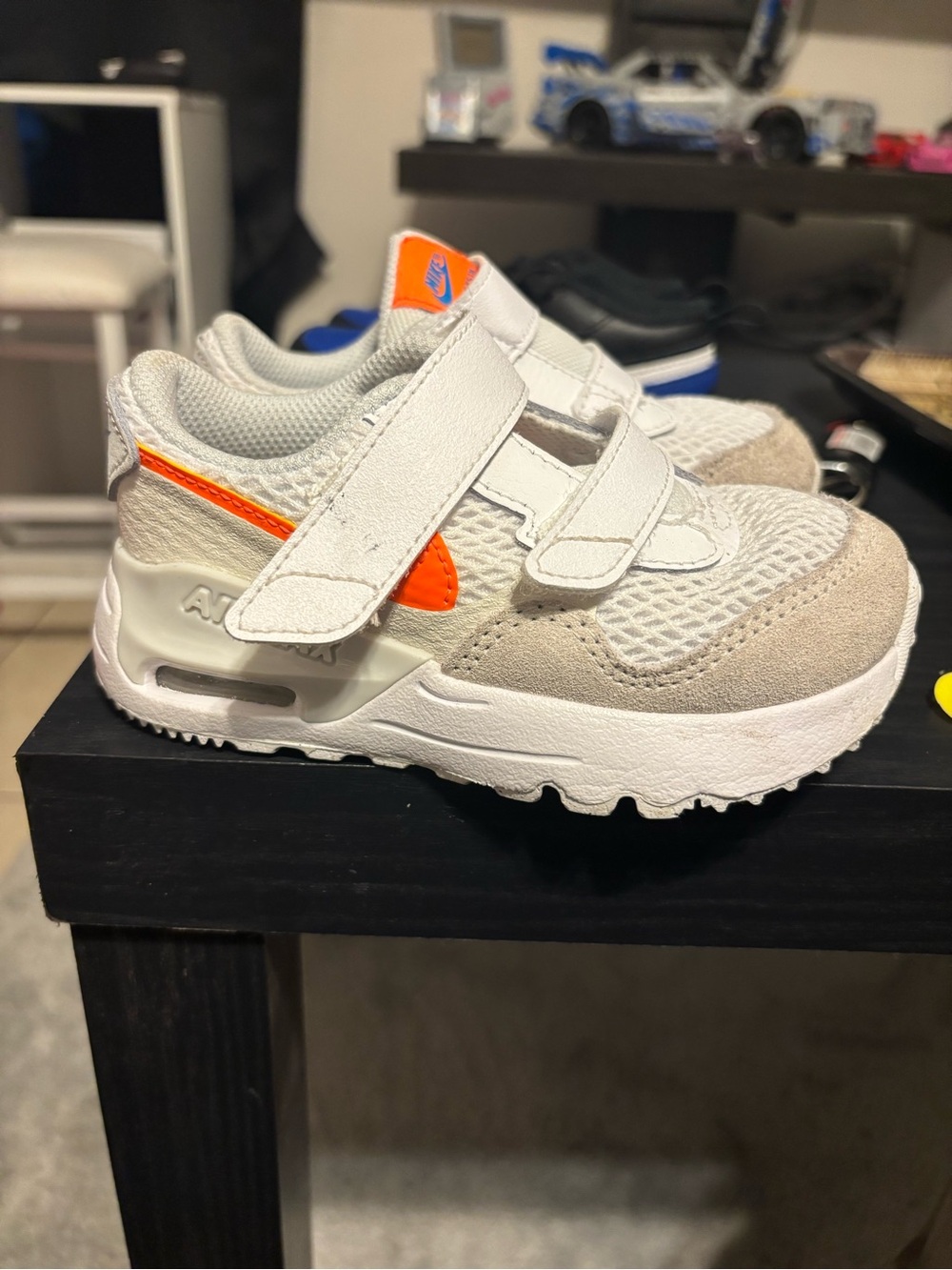 Nike Kids White and Orange Velcro Sneakers